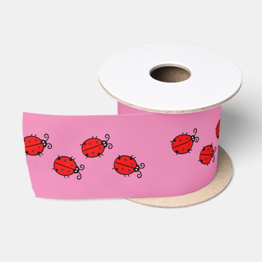 Red Ladybugs Crawling Thunder_Cove Satinband (Spule)