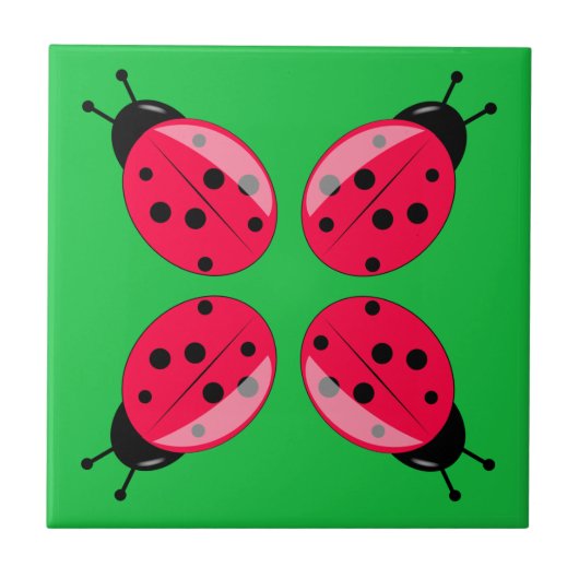 Red Ladybugs Fliese (Vorderseite)