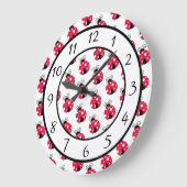 Red Ladybugs Große Wanduhr (Winkel)