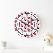 Red Ladybugs Große Wanduhr (Zuhause)