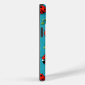 Red Ladybugs Lucky Pattern Sky Blue iPhone Case (Rückseite / Rechts)