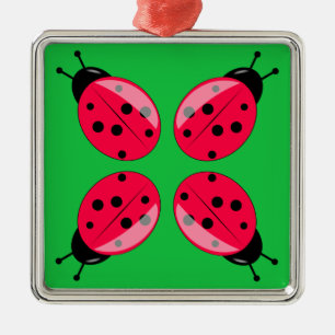 Red Ladybugs Ornament Aus Metall