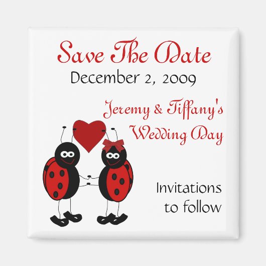 Red Ladybugs Save the Date Magnet (Vorne)