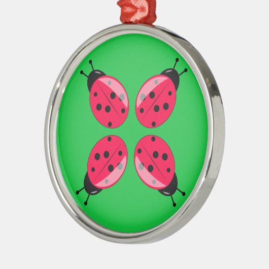 Red Ladybugs Silbernes Ornament (Links)