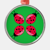 Red Ladybugs Silbernes Ornament (Vorne)