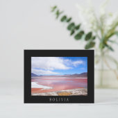 Red Lagoon in Bolivien schwarzer Text Postkarte (Stehend Vorderseite)