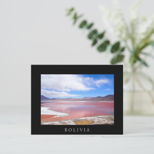 Red Lagoon in Bolivien schwarzer Text Postkarte (Stehend Vorderseite)