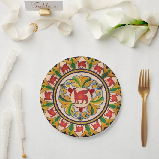 Red Lamassu Paper Plate Pappteller (Hochzeit)