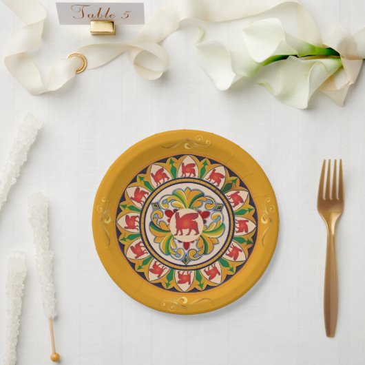 Red Lamassu Paper Plate Pappteller (Hochzeit)
