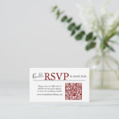 Red landscape RSVP QR Code Card  Modern Wedding Begleitkarte (Stehend Vorderseite)