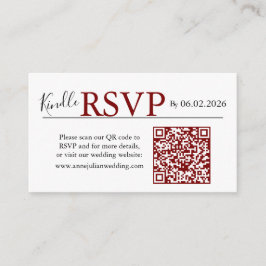 Red landscape RSVP QR Code Card Modern Wedding Begleitkarte