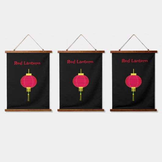 Red Lantern Hanging Tapestry Wandteppich Mit Holzrahmen (Dreifach)