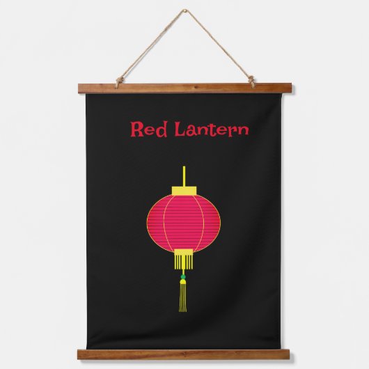 Red Lantern Hanging Tapestry Wandteppich Mit Holzrahmen (Vorderseite 3)