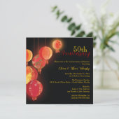 Red Lanterns 50. Hochzeitstag Einladung (Stehend Vorderseite)