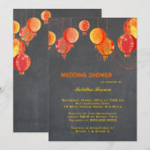 Red Lanterns Charcoal Gray Brautparty Einladung (Vorne/Hinten)