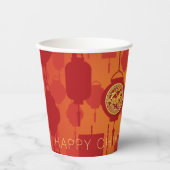 Red Lanterns Chinese Horse New Year PPC Pappbecher (Vorderseite)