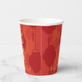 Red Lanterns Chinese Snake New Year PPC Pappbecher (Rechts)