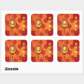 Red Lanterns Chinesisches Kaninchen Neujahr SqSt2 Quadratischer Aufkleber (Blatt)