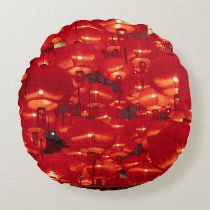 Red Lanterns Chinesisches Neujahr Rundes Kissen