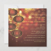 Red Lanterns Double Happiness Chinese Wedding Einladung (Rückseite)