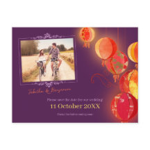 Red Lanterns Lila Wedding Foto Save the Date