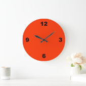 Red Large Black Numbers Wall Clock Große Wanduhr (Zuhause)