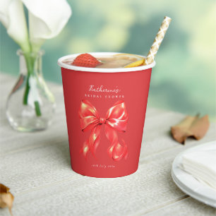 Red Large Bow Brautparty Paper Cup Pappbecher