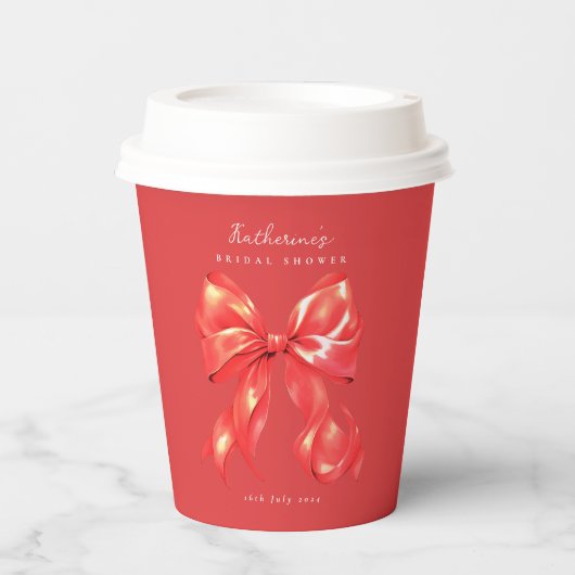Red Large Bow Brautparty Paper Cup Pappbecher (Vorderseite)