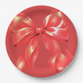 Red Large Bow Elegant Pappteller (Vorderseite)