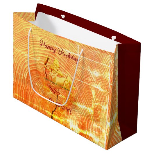 Red Large Sagittarius Birthday Große Geschenktüte (Vorderseite Schrägansicht)