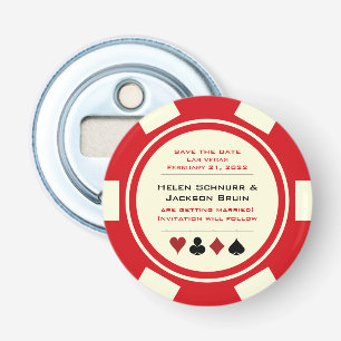 Red Las Vegas Casino Poker Chip Save the Date Flaschenöffner