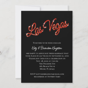 Red Las Vegas Glitzern Post Hochzeit Einladung