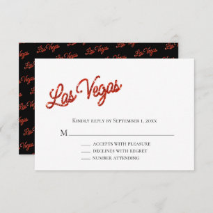 Red Las Vegas Glitzern Wedding RSVP Einladung