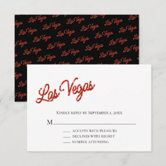 Red Las Vegas Glitzern Wedding RSVP Einladung