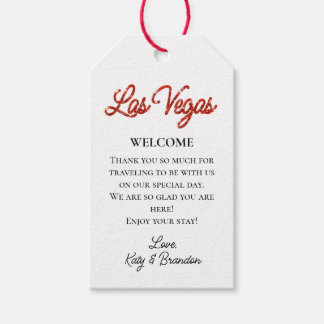 Red Las Vegas Glitzern Wedding Willkommen Geschenkanhänger