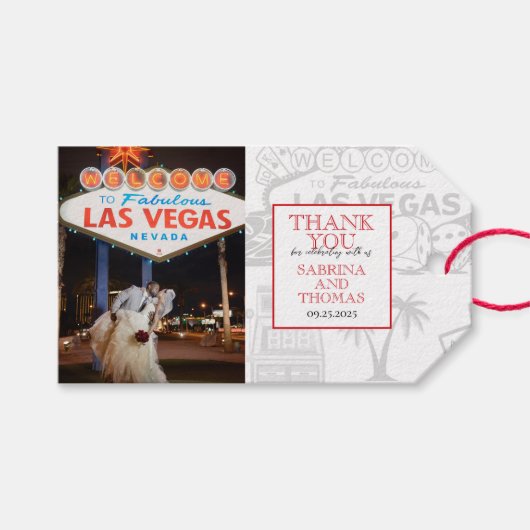 Red Las Vegas Wedding Foto Geschenkanhänger (Vorderseite (Horizontal))