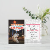 Red Las Vegas Wedding Foto Vielen Dank Dankeskarte (Stehend Vorderseite)