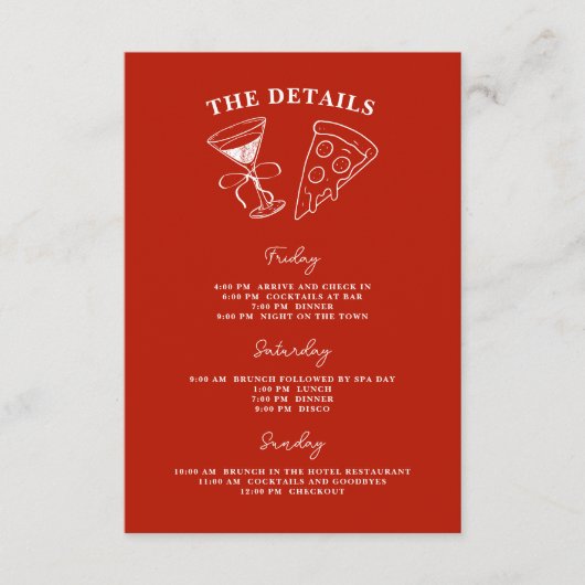 Red Last Slice of the Single Life Bachelorette Begleitkarte (Vorderseite)