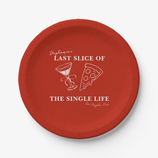 Red Last Slice of the Single Life Bachelorette  Pappteller (Vorderseite)