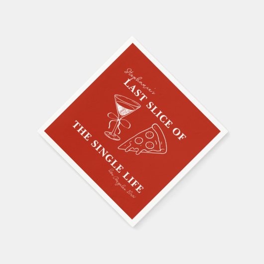 Red Last Slice of the Single Life Bachelorette Serviette (Ecke)