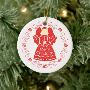 Red Late Angel Weihnachten Keramik Ornament