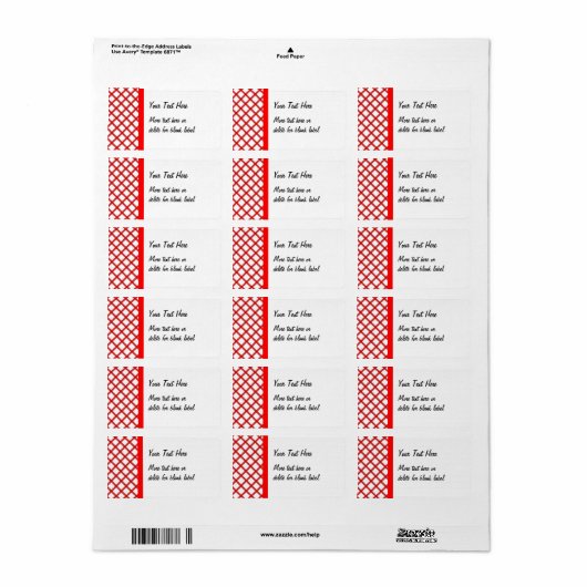 Red Lattice Custom Avery Label Adressaufkleber (Vorne)