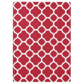 Red Lattice Pattern Navy Monogram Klemmbrett (Rückseite)