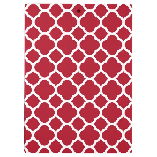 Red Lattice Pattern Navy Monogram Klemmbrett (Rückseite)