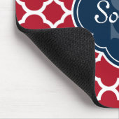 Red Lattice Pattern Navy Monogram Mousepad (Ecke)