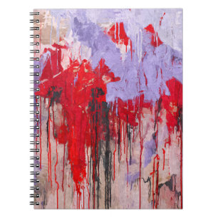 Red Lavender Tropfen Expression Abstrakt Notebook Notizblock