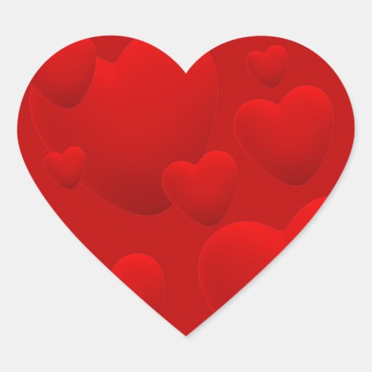RED LAYERED 3D HEARS LIEBE MOTIVIEREND SWEETHEART Herz-Aufkleber (Vorderseite)