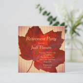 Red Leaf Fall Retirement Party Einladung (Stehend Vorderseite)