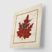 Red Leaf Fall Season Themed Square Uhr (Winkel)