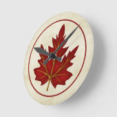 Red Leaf Fall Season Thunder Round Wall Clock Runde Wanduhr (Winkel)